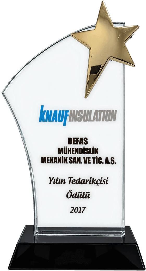 The 2017 Supplier of the Year trophy presented to Defas Engineering by Knauf Insulation